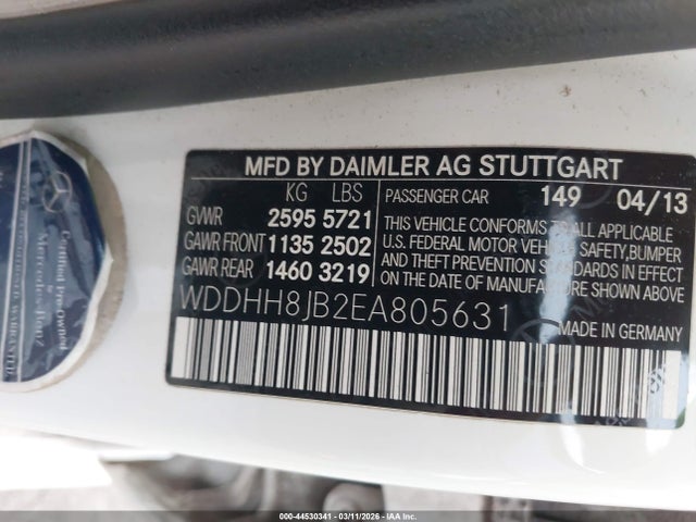 44530341 :رقم المزاد ، WDDHH8JB2EA805631 vin ، 2014 Mercedes-benz E 350 4matic مزاد بيع