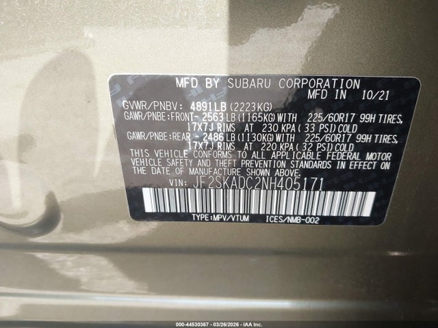 2022 SUBARU FORESTER JF2SKADC2NH405171 Photo 8