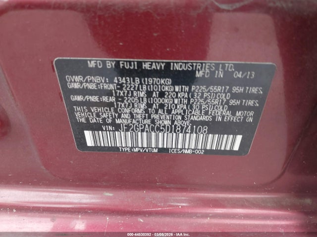 Продажа на аукционе авто 2013 Subaru Xv Crosstrek 2.0i Premium, vin: JF2GPACC5D1874108, номер лота: 44530392