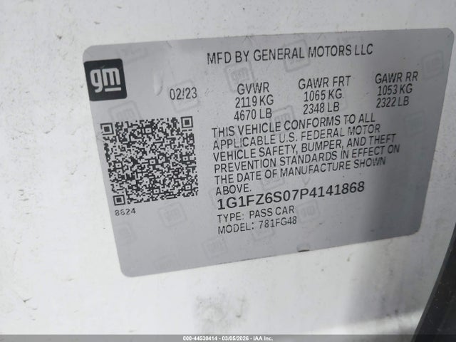 1G1FZ6S07P4141868 Chevrolet Bolt Euv Fwd Premier