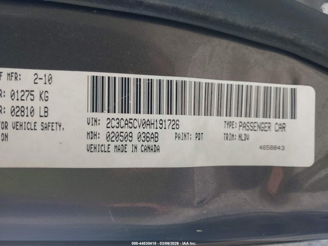 Aukcja sprzedaży 2010 Chrysler 300 Touring/signature Series/executive Series, vin: 2C3CA5CV0AH191726, numer aukcji: 44530418