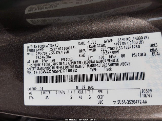 2023 Ford F-450 Xl მანქანა იყიდება აუქციონზე, vin: 1FT8W4DM5PEC16932, აუქციონის ნომერი: 44530627