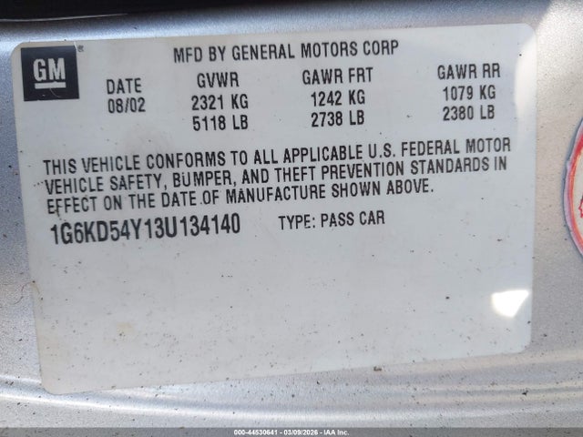 2003 CADILLAC DEVILLE 1G6KD54Y13U134140 Photo 8