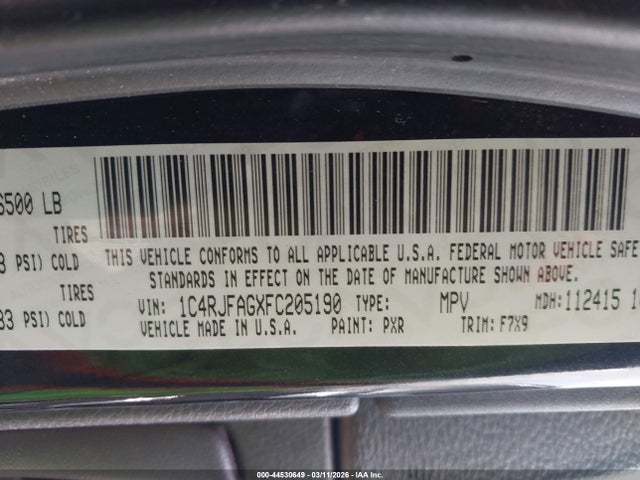Aukcja sprzedaży 2015 Jeep Grand Cherokee Laredo, vin: 1C4RJFAGXFC205190, numer aukcji: 44530649