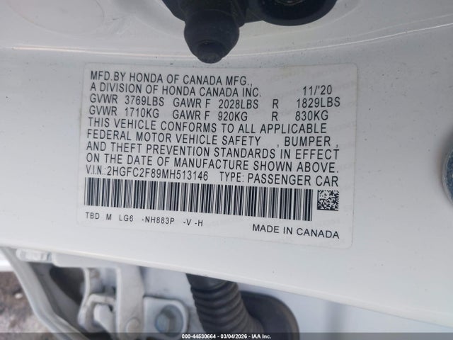 Honda Civic Sport 2021 2HGFC2F89MH513146 Image 9