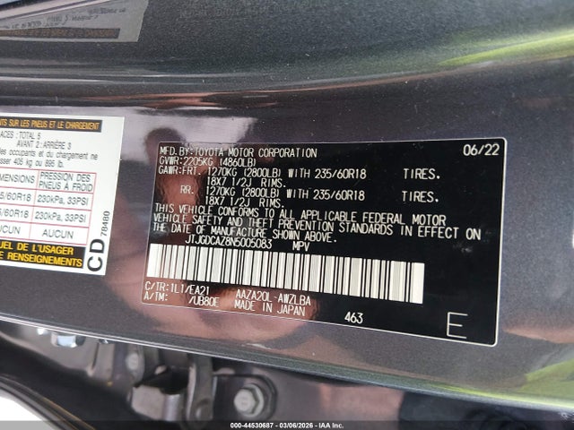 Продажа на аукционе авто 2022 Lexus Nx 250 Premium, vin: JTJGDCAZ8N5005083, номер лота: 44530687