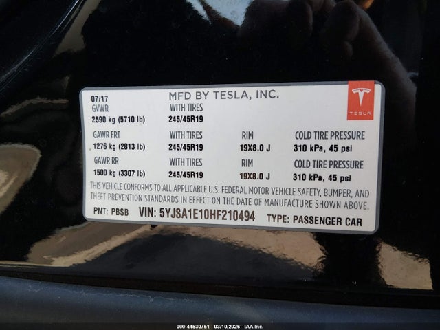 2017 TESLA MODEL S 5YJSA1E10HF210494 Photo 8