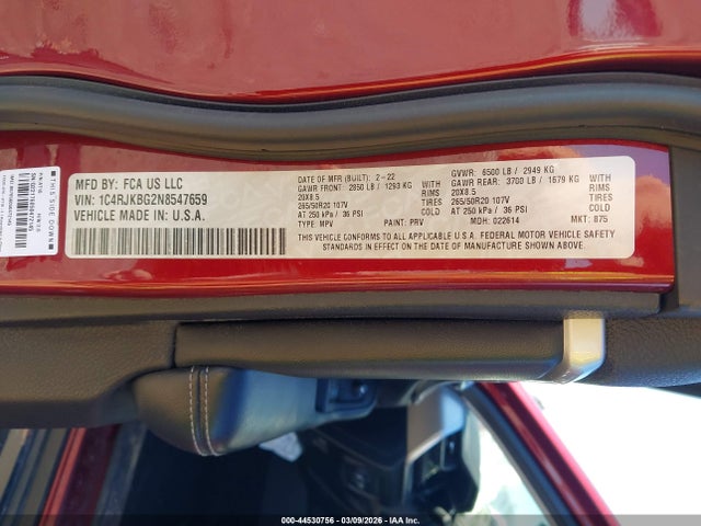 2022 JEEP GRAND CHEROKEE L 1C4RJKBG2N8547659 Photo 8