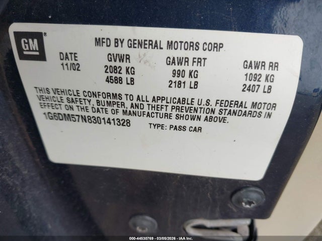 2003 CADILLAC CTS 1G6DM57N830141328 Photo 8