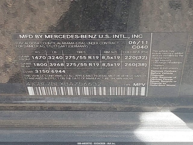 2011 MERCEDES-BENZ GL 450 4JGBF7BEXBA756632 Photo 8