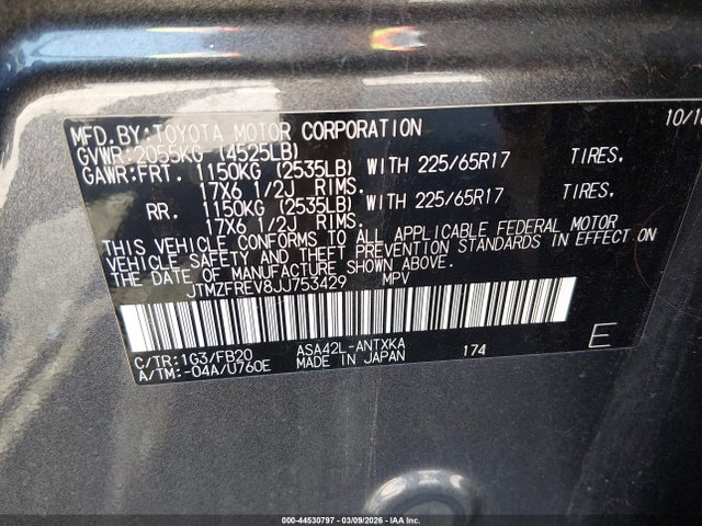 JTMZFREV8JJ753429 Toyota RAV4 LE