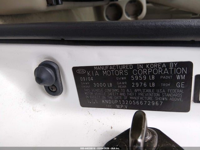 Aukcja sprzedaży 2005 Kia Sedona Ex/lx, vin: KNDUP132056672967, numer aukcji: 44530816