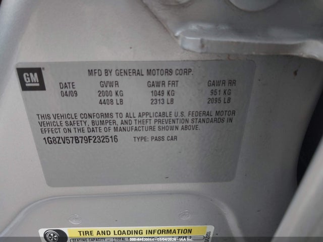 2009 SATURN AURA 1G8ZV57B79F232516 Photo 8