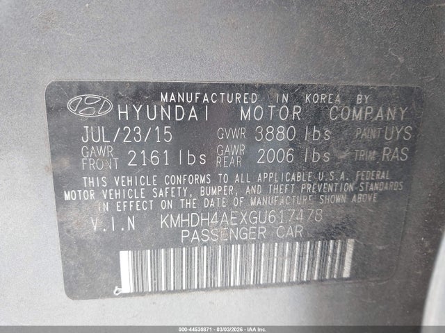 Hyundai ELANTRA SE 2016 KMHDH4AEXGU617478 Image 9