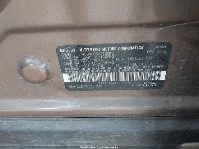 2019 MITSUBISHI ECLIPSE CROSS JA4AT3AAXKZ030698 Photo 8