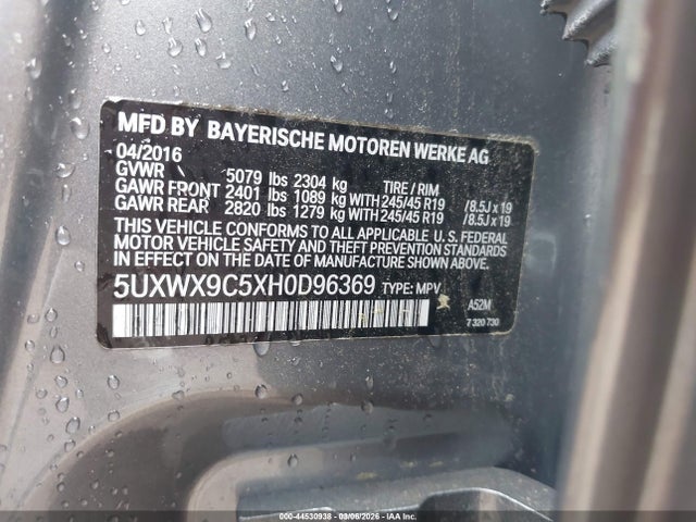Aukcja sprzedaży 2017 Bmw X3 Xdrive28i, vin: 5UXWX9C5XH0D96369, numer aukcji: 44530938