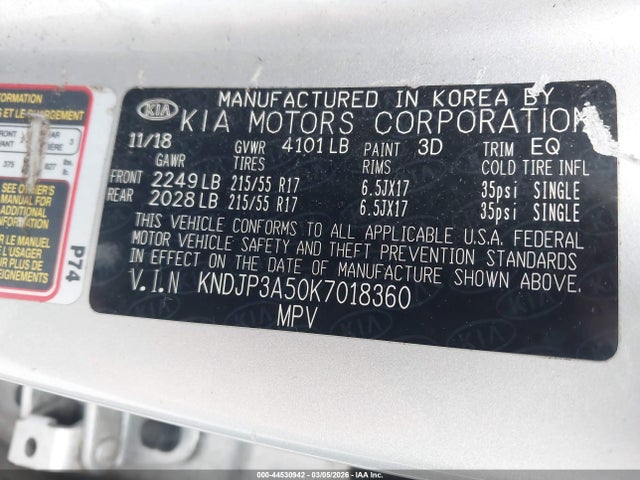 Продаж на аукціоні авто 2019 Kia Soul +, vin: KNDJP3A50K7018360, номер лоту: 44530942