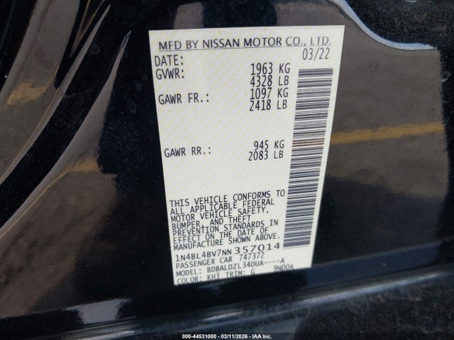 2022 NISSAN ALTIMA 1N4BL4BV7NN357014 Photo 8