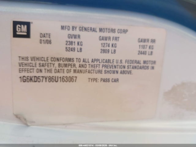 2006 CADILLAC DTS 1G6KD57Y86U163067 Photo 8