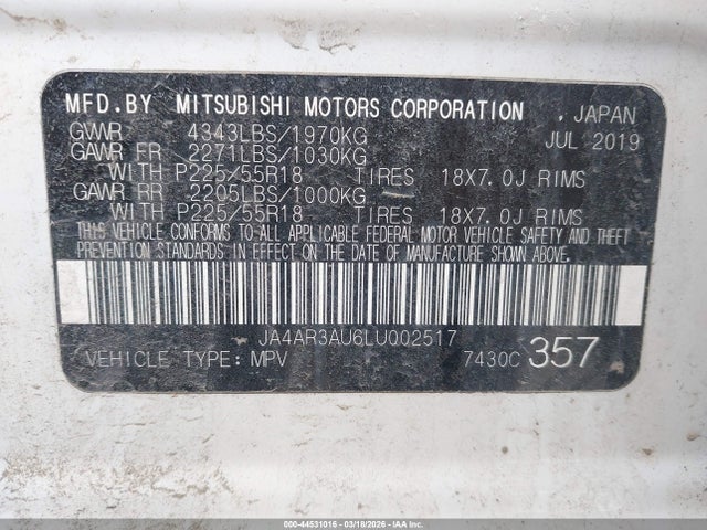 2020 MITSUBISHI OUTLANDER SPORT JA4AR3AU6LU002517 Photo 8