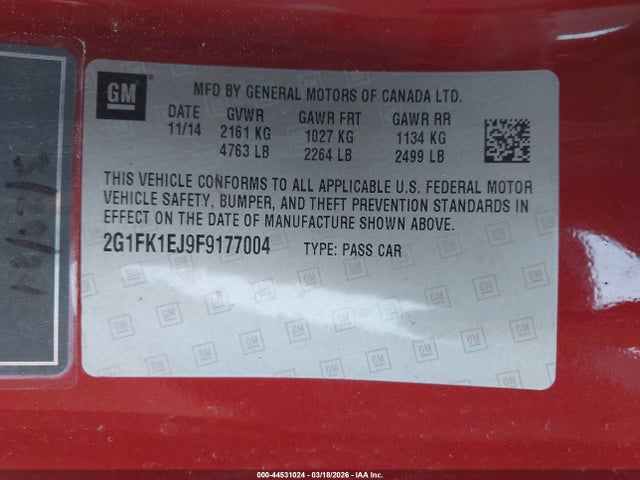 Chevrolet CAMARO 2SS 2015 2G1FK1EJ9F9177004 Image 9