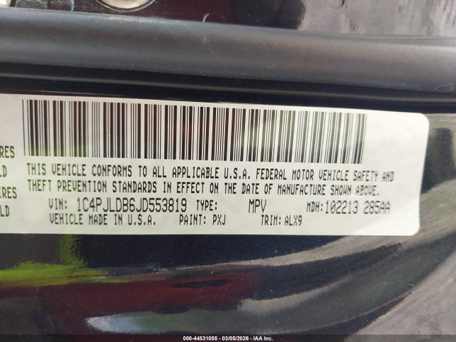 1C4PJLDB6JD553819 Jeep Cherokee Limited Fwd