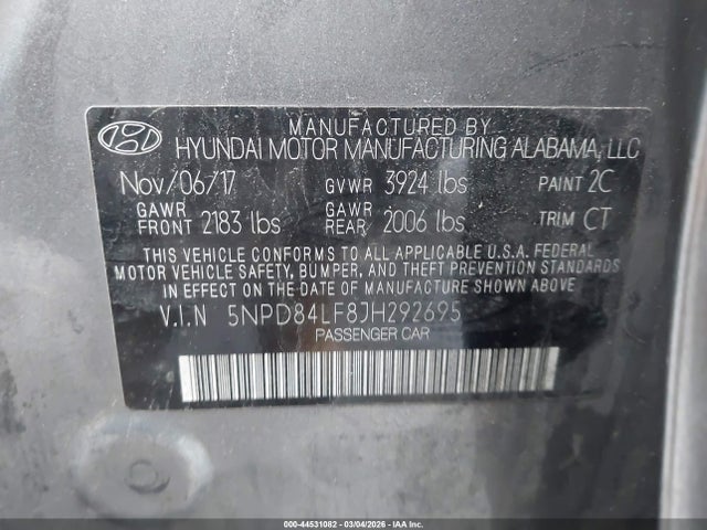 Aukcja sprzedaży 2018 Hyundai Elantra Value Edition, vin: 5NPD84LF8JH292695, numer aukcji: 44531082