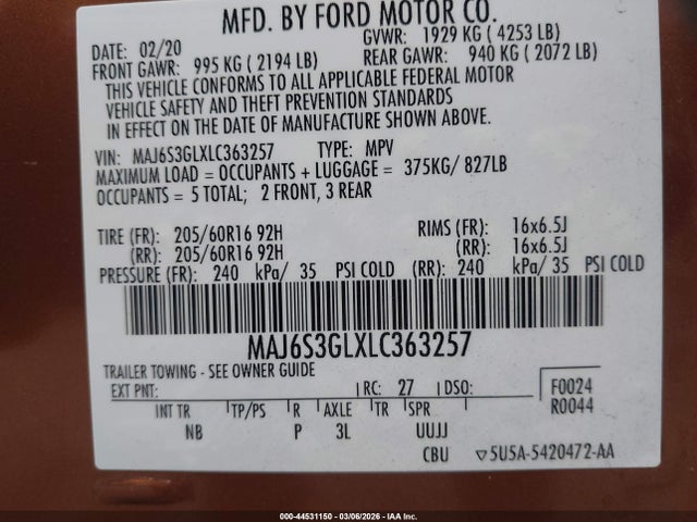 2020 FORD ECOSPORT MAJ6S3GLXLC363257 Photo 8
