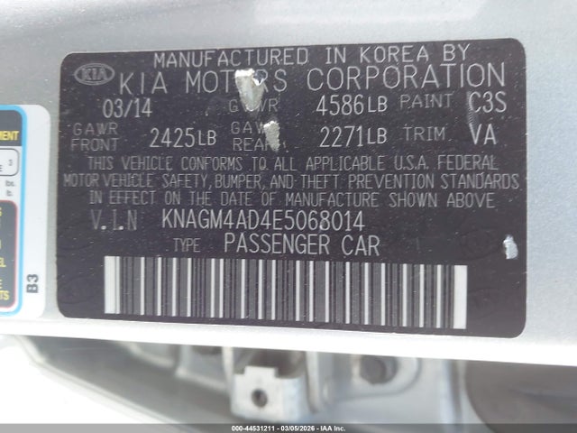 KIA Optima Hybrid Lx 2014 KNAGM4AD4E5068014 Image 9