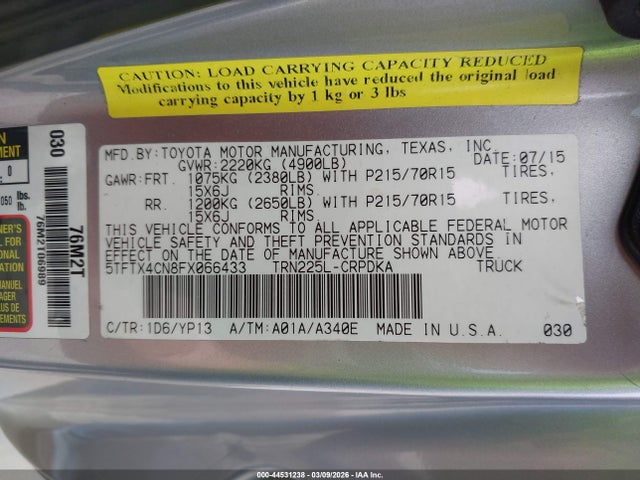 Toyota Tacoma 2015 5TFTX4CN8FX066433 Image 9