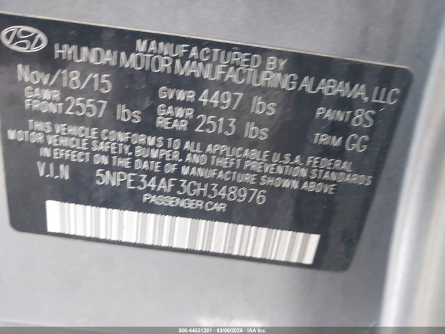 Продажа на аукционе авто 2016 Hyundai Sonata Limited, vin: 5NPE34AF3GH348976, номер лота: 44531261