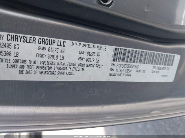 2013 Chrysler 300c მანქანა იყიდება აუქციონზე, vin: 2C3CCAET9DH581016, აუქციონის ნომერი: 44531288