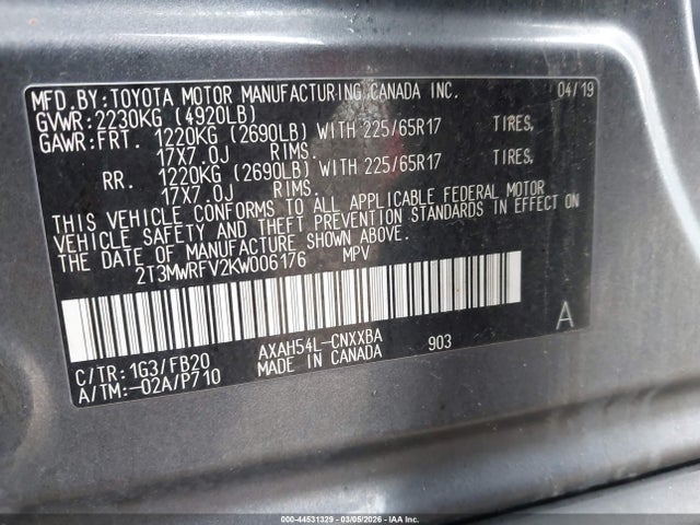 Toyota Rav4 Hybrid Le 2019 2T3MWRFV2KW006176 Image 9