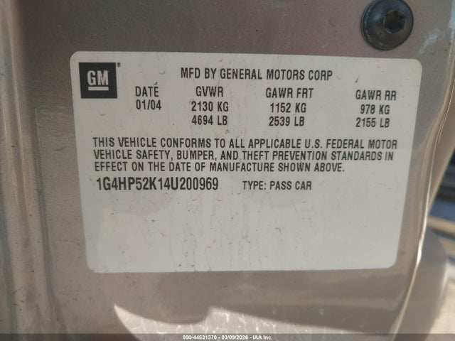 44531370 :رقم المزاد ، 1G4HP52K14U200969 vin ، 2004 Buick Lesabre Custom مزاد بيع
