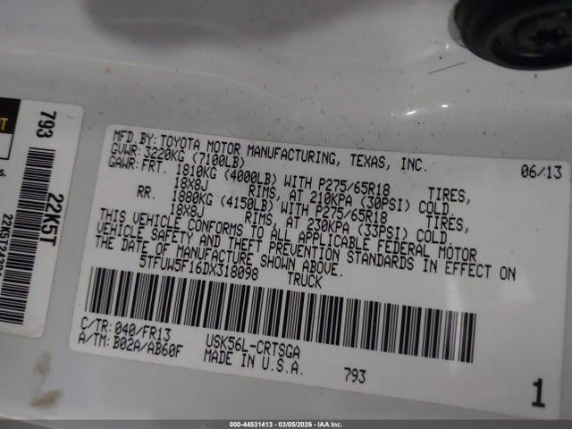 2013 TOYOTA TUNDRA 5TFUW5F16DX318098 Photo 8