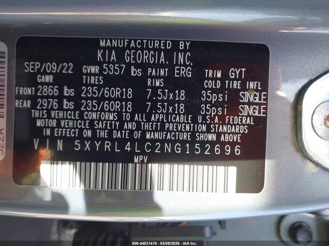 KIA SORENTO S 2022 5XYRL4LC2NG152696 Image 9