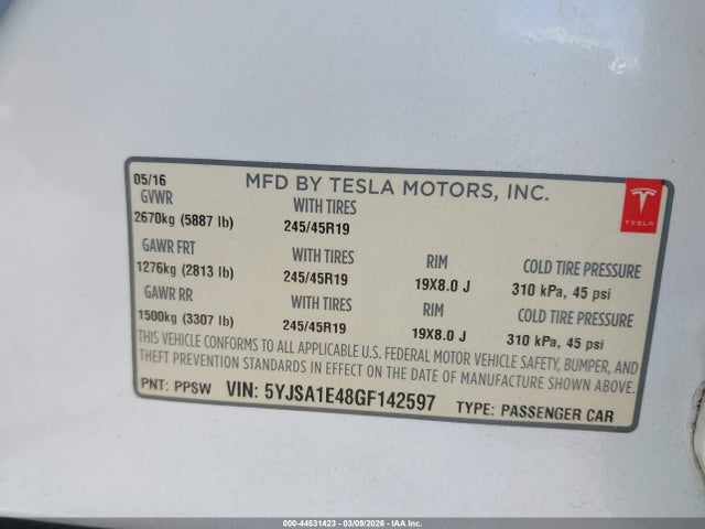2016 TESLA MODEL S 5YJSA1E48GF142597 Photo 8