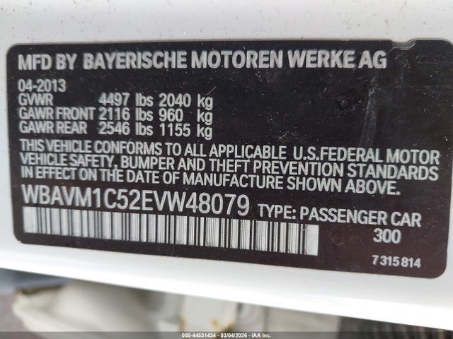 Aukcja sprzedaży 2014 Bmw X1 Sdrive28i, vin: WBAVM1C52EVW48079, numer aukcji: 44531434