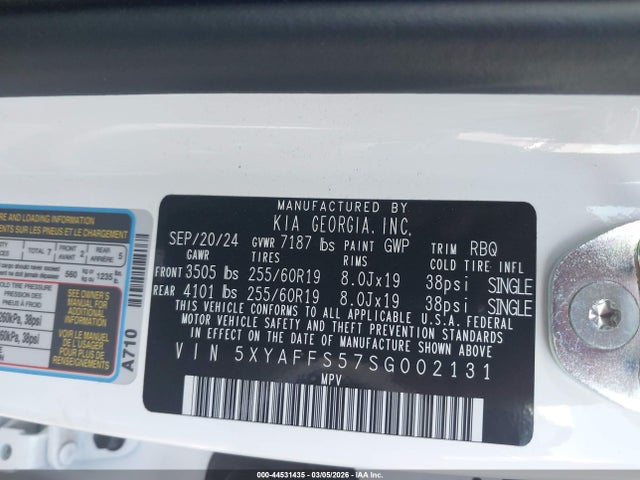 5XYAFFS57SG002131 KIA Ev9 Wind