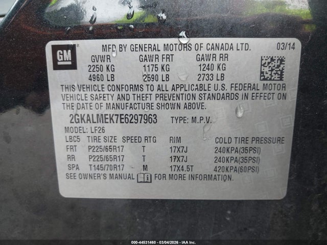 Продаж на аукціоні авто 2014 Gmc Terrain Sle-1, vin: 2GKALMEK7E6297963, номер лоту: 44531460