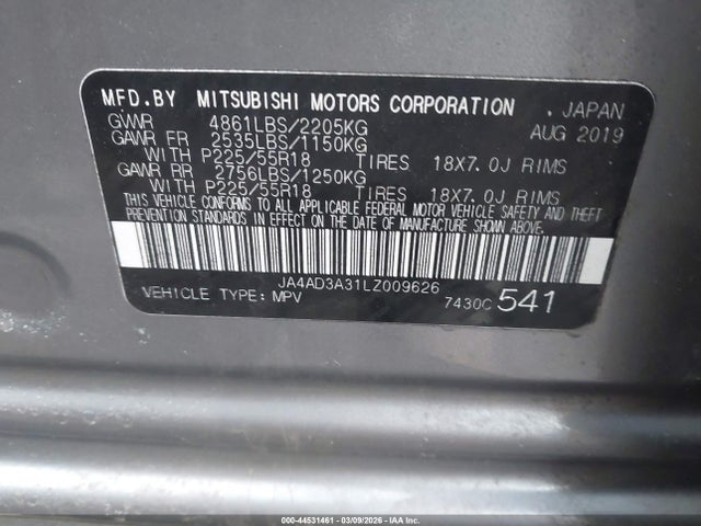 2020 MITSUBISHI OUTLANDER JA4AD3A31LZ009626 Photo 8