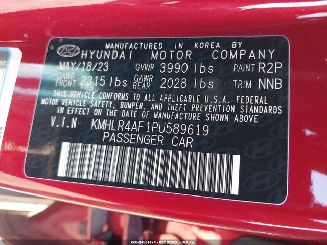 Aukcja sprzedaży 2023 Hyundai Elantra N Line, vin: KMHLR4AF1PU589619, numer aukcji: 44531474