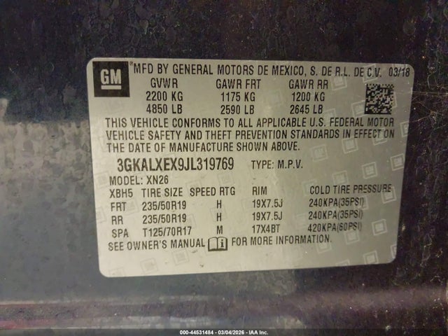 Продаж на аукціоні авто 2018 Gmc Terrain Denali, vin: 3GKALXEX9JL319769, номер лоту: 44531484
