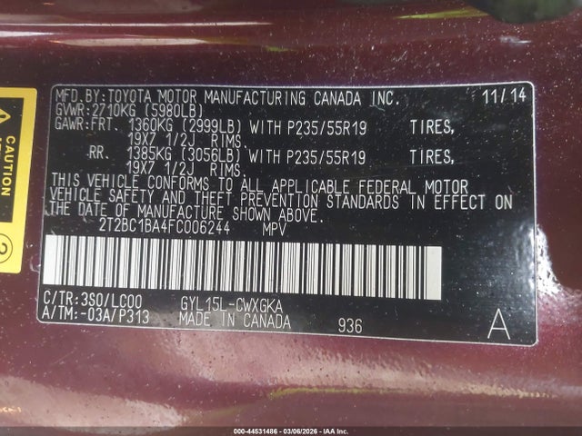 2015 Lexus Rx 450h მანქანა იყიდება აუქციონზე, vin: 2T2BC1BA4FC006244, აუქციონის ნომერი: 44531486