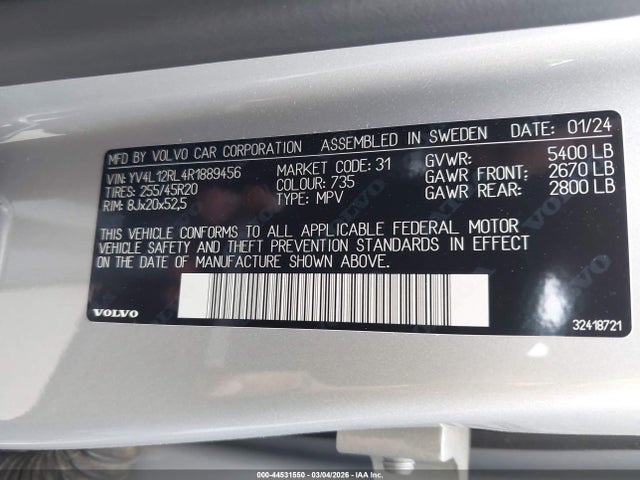 YV4L12RL4R1889456 Volvo Xc60 B5 Plus Dark Theme