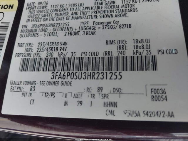 2017 FORD FUSION ENERGI 3FA6P0SU3HR231255 Photo 8