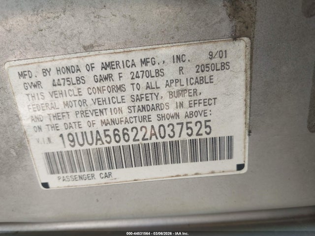 Продажа на аукционе авто 2002 Acura Tl 3.2, vin: 19UUA56622A037525, номер лота: 44531564
