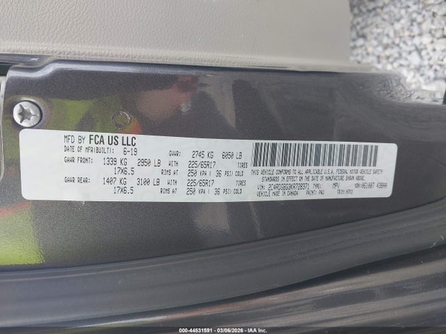 44531591 :رقم المزاد ، 2C4RDGBG3KR728371 vin ، 2019 Dodge Grand Caravan Se مزاد بيع