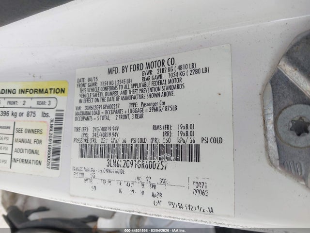 Lincoln MKZ 2016 3LN6L2G91GR600257 Image 9