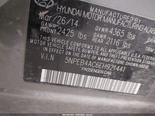 Hyundai SONATA GLS 2014 5NPEB4AC6EH921441 Image 25